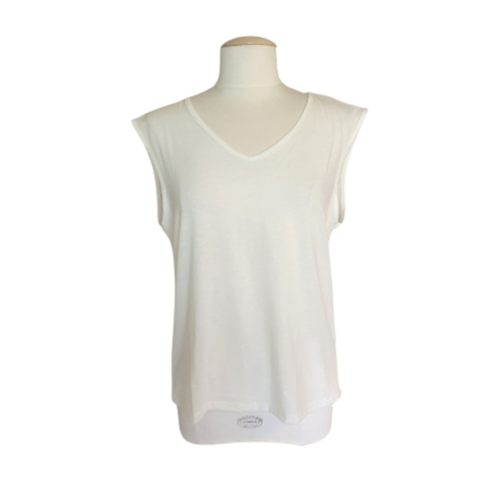 NWT White Vneck Batwing Shein Tank Top - Picture 6 of 9